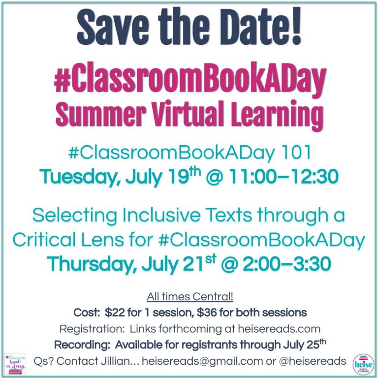Save the Date for Summer #ClassroomBookADay Sessions!